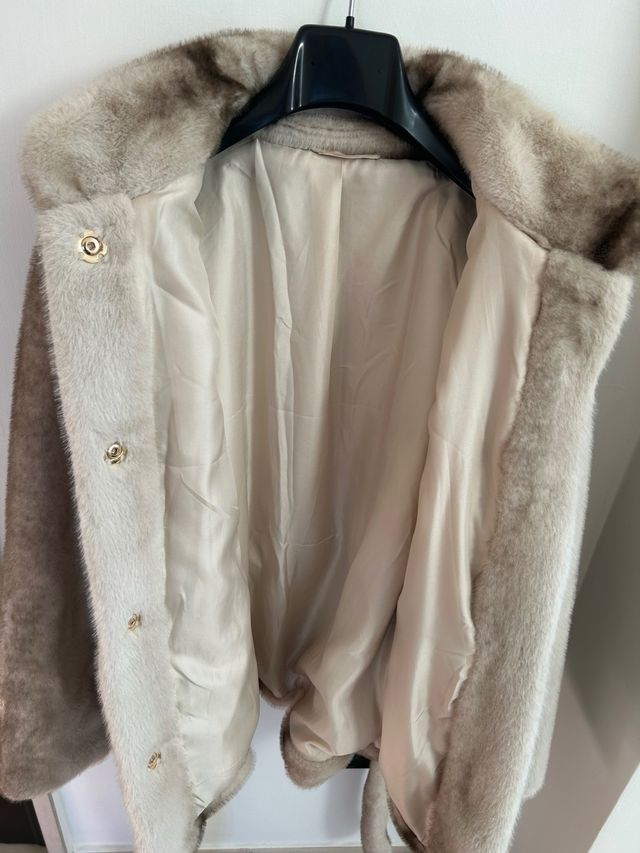 Eco pelliccia beige e marrone