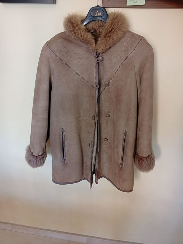 Chaquetón Piel Mouton Beige/Marrón