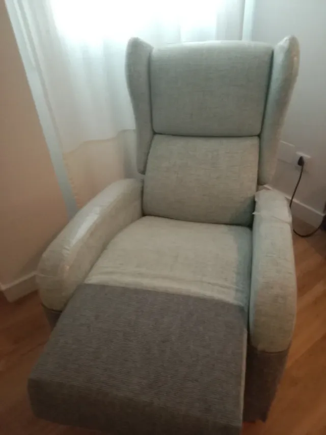 Sillón relax tela azul agua