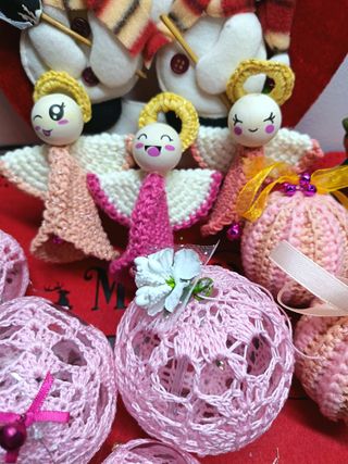 Set 6 palline + 3 angeli uncinetto