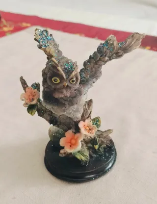 Figura Búho con Flores y Brillo