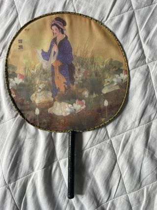 Abanico redondo seda ilustrada chino