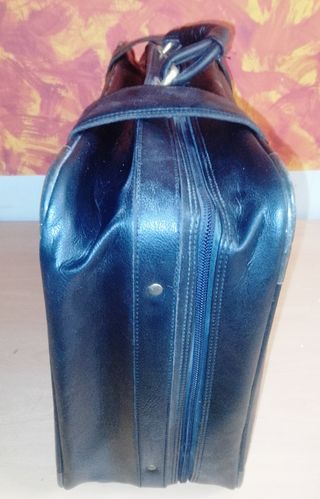 Maleta vintage cuero negro