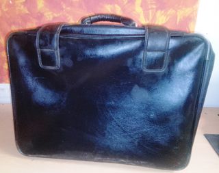 Maleta vintage cuero negro