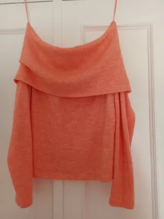 Jersey cuello barco color coral