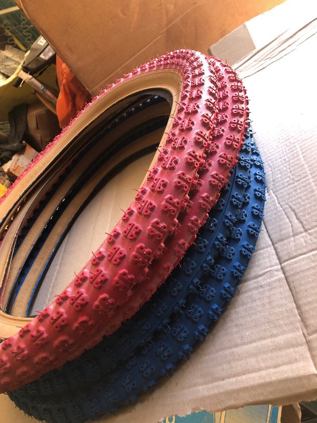 2 Coppie Gomme BMX Rosse e Blu