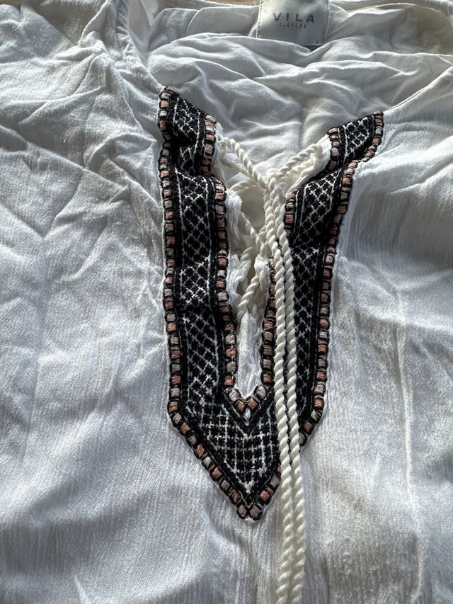 Vestido blanco bordado talla única