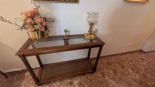 Mesa consola madera y cristal