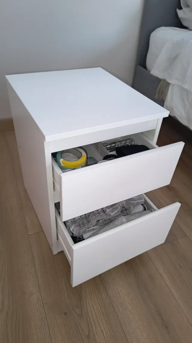 Comodino Ikea Kullen bianco con 2 cassetti