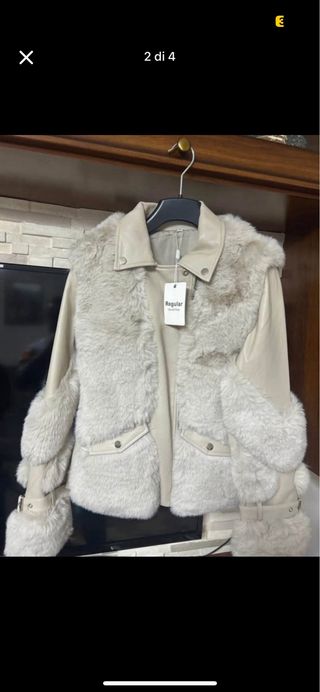 Giubbotto pelliccia beige taglia M