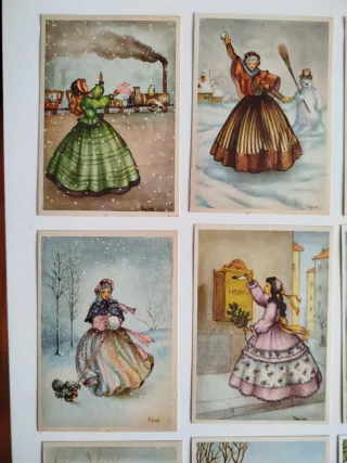 Cartoline Damine Invernali da Collezione