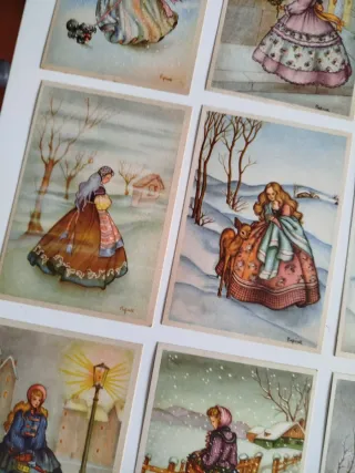 Cartoline Damine Invernali da Collezione