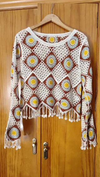 Jersey Crochet Flores Talla Única