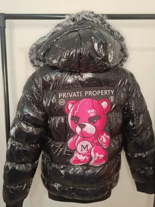 Chaquetón osito negro y rosa