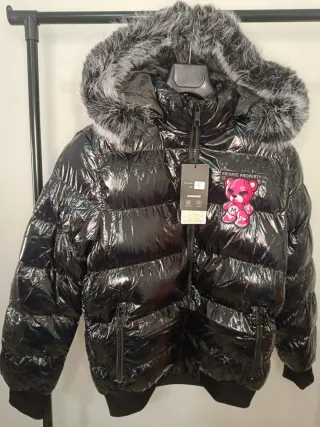 Chaquetón osito negro y rosa