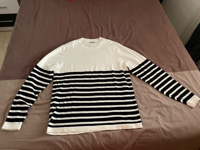 Jersey Zara Rayas Blanco y Negro Talla M