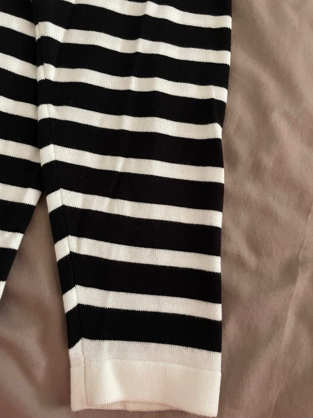 Jersey Zara Rayas Blanco y Negro Talla M