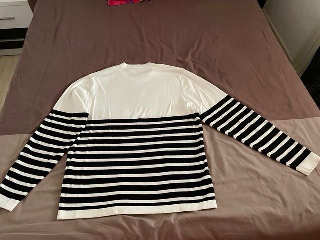 Jersey Zara Rayas Blanco y Negro Talla M