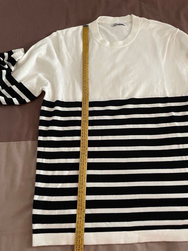 Jersey Zara Rayas Blanco y Negro Talla M
