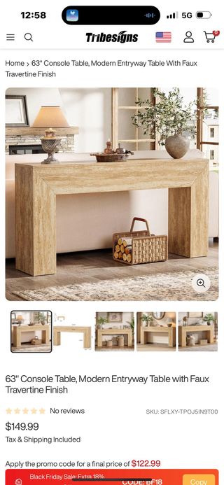 Tavolo consolle Tribesigns 63 Travertino