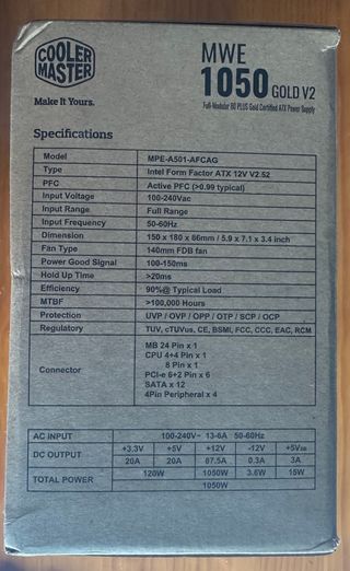 Fuente Alimentación Cooler Master 1050W Gold V2