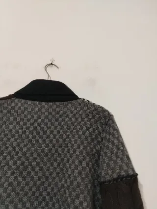 Maglione uomo lana Scollo V patchwork