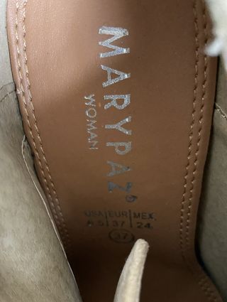 Botines tacón cordones ante beige