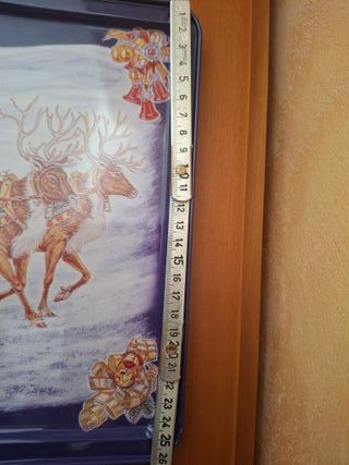 Vassoio Natale Babbo Natale Renne Metallo