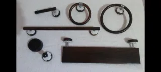 Conjunto accesorios baño madera wengue