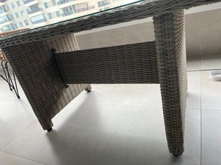 Mesa de jardín/terraza cristal y mimbre
