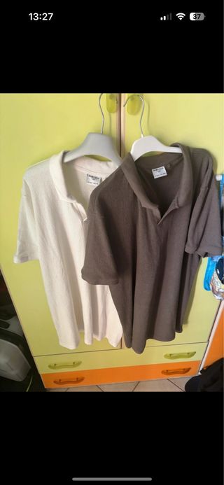 2 Polo Uomo Bianco e Marrone