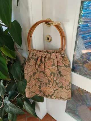 Borsa Vintage Manico Bambù Floreale