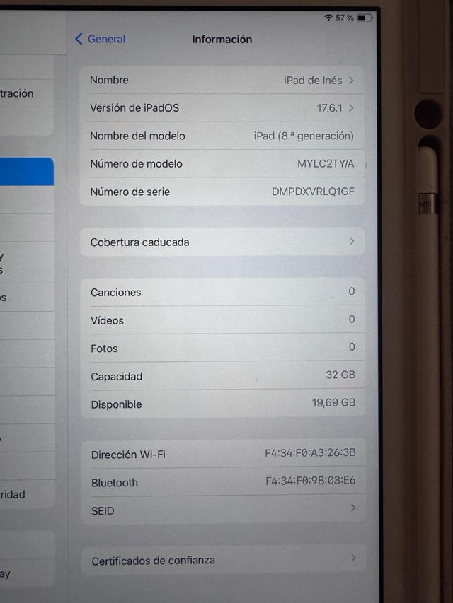 iPad 8ª Gen 32GB Gold + Apple Pencil 1ª Gen