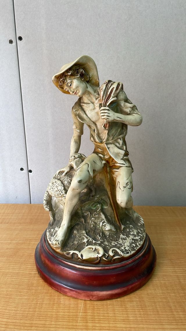 Figura pastor vintage resina