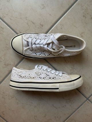 White lace leather sneakers size 37