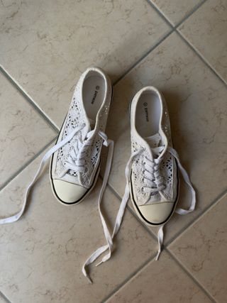 White lace leather sneakers size 37