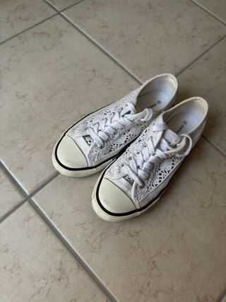 White lace leather sneakers size 37