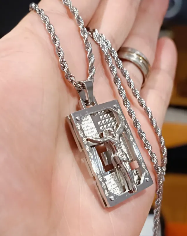 Colgante Cristo Padre Nuestro Serigrafiado