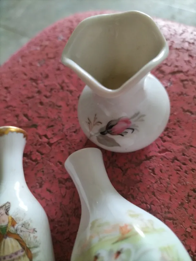 Lote 3 jarrones miniatura decorados