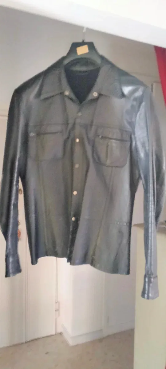 Camicia pelle nera vintage uomo