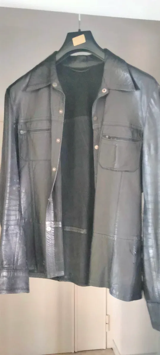Camicia pelle nera vintage uomo