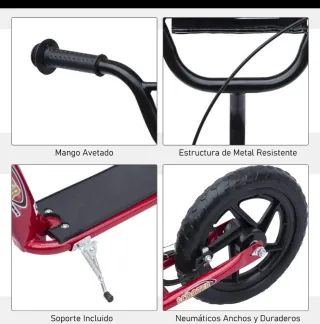 Patinete infantil rojo 5-12 años