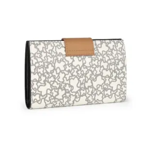 Billetera Tous Kaos Mini beige y negro