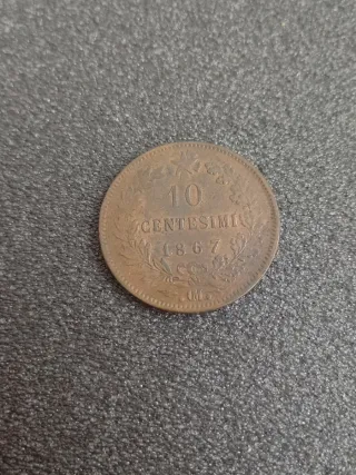 10 Centimos 1867 Italia -COBRE-