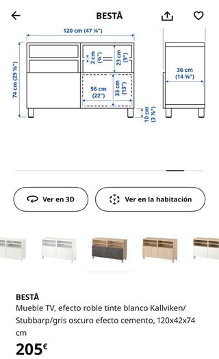 Mueble TV Besta Ikea Negro y Madera