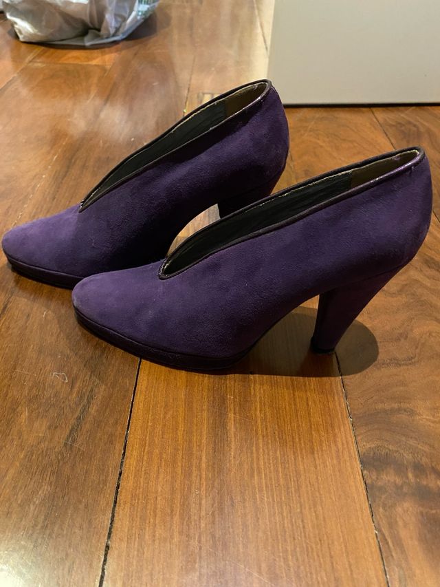 Zapatos tacón morados talla 37