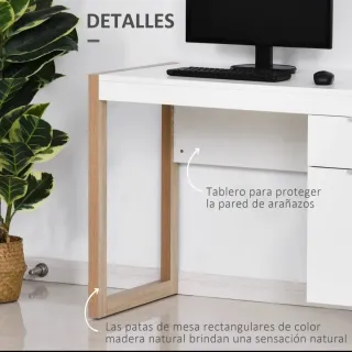 Escritorio moderno blanco con detalles madera