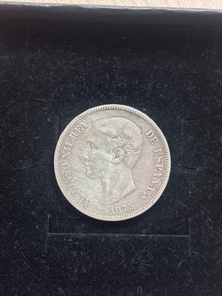 Moneda Plata Alfonso XII 1875 España