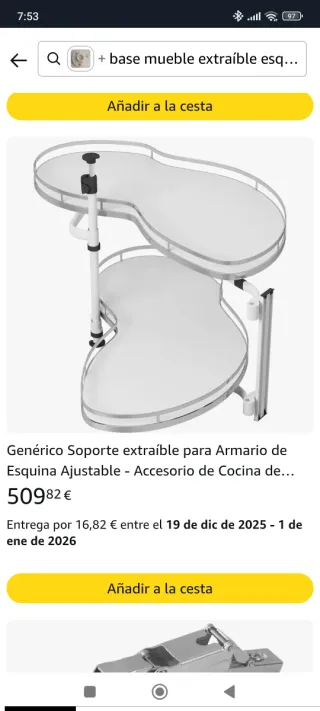 Organizador extraíble para esquinero de cocina