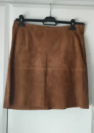 Falda de piel auténtica mujer marrón